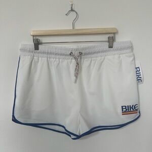 Men’s XL Bike White Athletic Shorts with Blue Trim